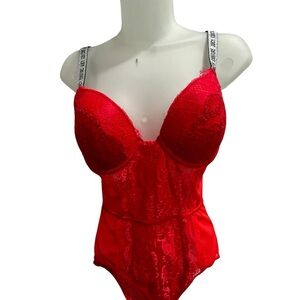 Juicy Couture Red Lace Bra Bodysuit